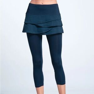Lucky In Love XL (Scallop Capri) Navy flounced tennis skirt - built-in leggings.